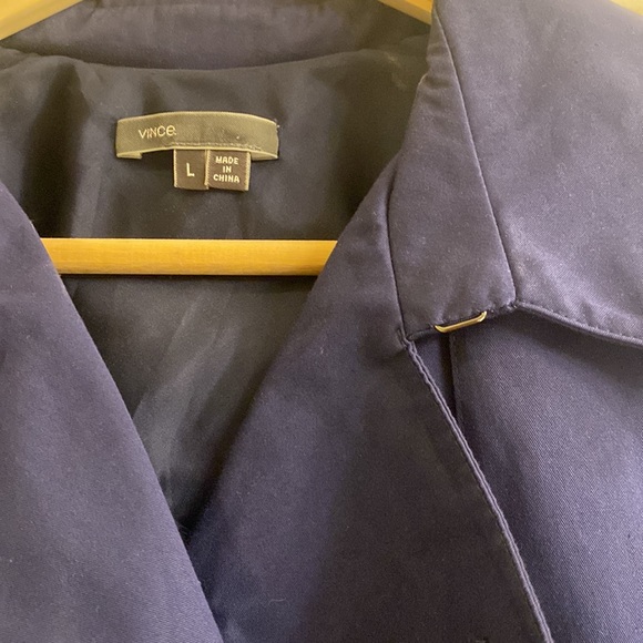 Vince Blue Cotton Double Breasted Trench Coat Sz Lg NWOT - Picture 4 of 7